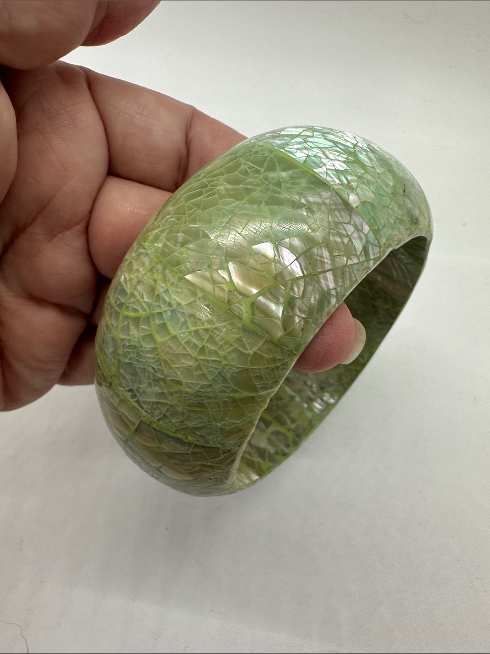 Green Mosaic Shell Accessory Bangle - Unbranded